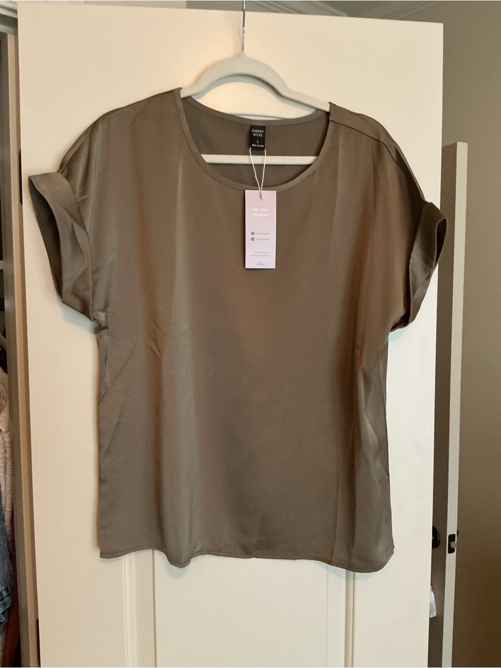 Olive Green Short Sleeve Blouse
